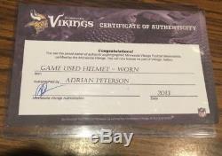Adrian Peterson Autographié Signé 2013 Jeu Occasion Vikings Casque