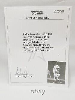 Alex Fernandez 1988 Monseigneur Pace High School Auto Signed Jeu D'occasion Veste Loa