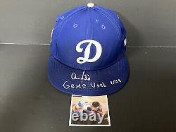 Andy Pages Los Angeles Dodgers Casquette de jeu utilisée en 2018 signée par l'auto