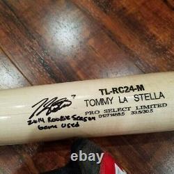 Angels Tommy La Stealla Autographié Jeu Signé Bat D'occasion Et Cleats Coa