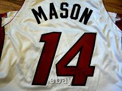 Anthony Mason Jeu Usé Us Used Signé 2000-2001 Miami Heat Jersey Beckett Cert