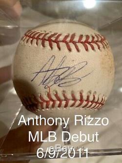 Anthony Rizzo Cubs Padres Mlb Debut Jeu Utilisé 6/9/2011 Signé Baseball Mlb Auth