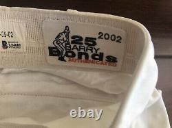 Barry Bonds Jeu Worn 2002 Giants D'occasion Pantalon Signé Autograph Coa