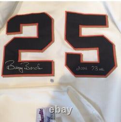 Barry Bonds Jeu Worn Jersey 2001 73 Hr Année Giants Signé Coa Pas Bat