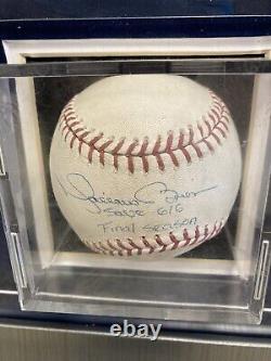 Baseball utilisée lors d'un match signée par Mariano Rivera avec une inscription Steiner Sports Save 616