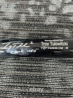 Batte de jeu utilisée signée Troy Tulowitzki des Rockies du Colorado avec certificat d'authenticité PSA.
