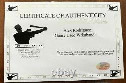 Bracelet de poignet Nike Rare signé par Alex Rodriguez utilisé en jeu des Yankees avec certificat d'authenticité AROD