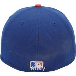 Brandon Nimmo, des New York Mets, a signé une casquette bleue utilisée en jeu de la saison MLB 2023.