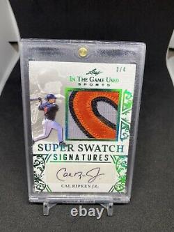 Cal Ripken Jr Leaf In The Game Used Auto Autographié Jersey Card /4