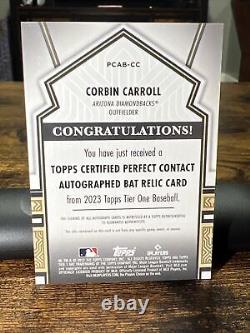 Carte Rookie de Baseball utilisée en match avec la signature de Corbin Carroll, 5/5, 2023 Topps Tier One PCAB-CC.