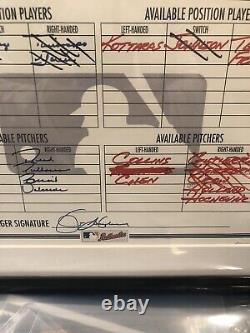 Carte d'alignement MLB utilisée et signée par Jim Leyland
