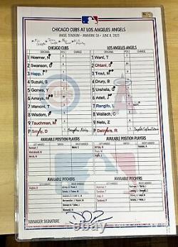 Carte de composition utilisée dans le match de Shohei Ohtani contre Suzuki - Seulement 3 existent - MLB COA signée par Ross.