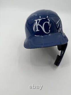 Casque de frappe utilisé en jeu signé par Jorge Soler des Kansas City Royals avec hologramme MLB Coa