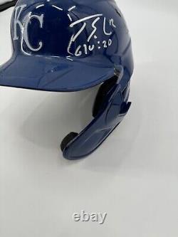 Casque de frappe utilisé en jeu signé par Jorge Soler des Kansas City Royals avec hologramme MLB Coa