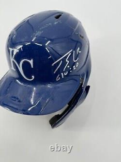 Casque de frappe utilisé en jeu signé par Jorge Soler des Kansas City Royals avec hologramme MLB Coa