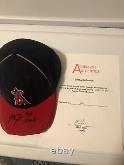 Casquette d'ange en usage de jeu 2011 de baseball de débutant Mike Trout signée Auto.