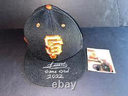 Chapeau de jeu utilisé et signé par Luis Matos des San Francisco Giants en 2022