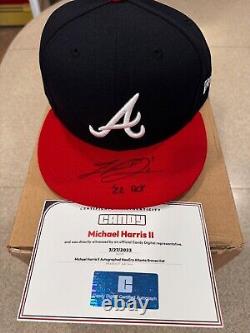 Chaussures de jeu utilisées par Michael Harris II et chapeau signé avec COA des Braves d'Atlanta