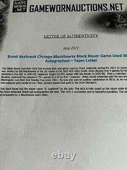 Chicago Blackhawks Seabrook Jeu Utilisé /signed Stick-2011-2012 Blackhawks Loa