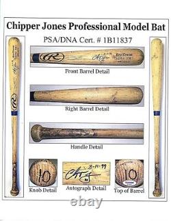 Chipper Jones Signé Jeu Utilisé 1998 Bat De Baseball Psa/adn 9.5