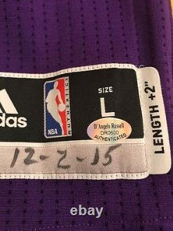 D’angelo Russell Signed Game Used/worn Lakers Auto Rookie Jersey (meigray Loa)