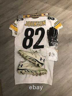David Johnson Steelers Signé Game Used Worn Jersey Cleats Nameplate Gloves Wuto