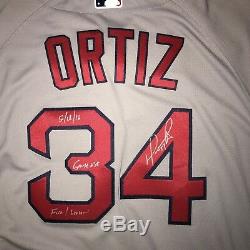 David Ortiz Boston Red Sox Jeu D'occasion Jersey 2016 Signé, Mlb Auth, 3-4, Rbi