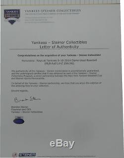 Derek Jeter Signée À La Main Autographié Jeu D'occasion 2014 Mlb Baseball Framed Steiner