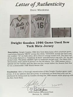 Dwight Gooden 1986 Jeu Anciens Et D'occasion Mets De New York Jersey Jsa Beckett Loa