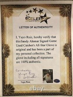 Gant de receveur All-Star signé et utilisé en match par Sandy Alomar Jr des Cleveland Indians avec certificat d'authenticité