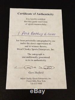 Gary Sheffield Jeu Autographiés Yankees Utilisé Batting Gants Coa Sheff Auth Esm