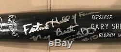 Gary Sheffield Jeu Utilisé Marlins Bat Doué À Lee Smith Autographié / Signé