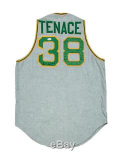 Gene Tenace 1971 Signé Oakland A Vintage Game Utilisé Jersey Jersey Jsa Mears