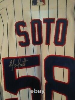 Geovany Soto 2007 Chicago Cubs Signé Jeu Worn Jersey D'occasion Autographe Rookie
