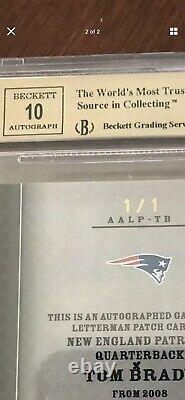 Graded Tom Brady Jeu Automatique Utilisé Jersey Card 1/1