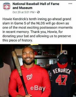Howie Kendrick Jeu Utilisé Bat Sdnl Signé Washington Nationals World Series