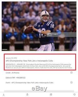 Indianapolis Colts Coa Signé Championnat Afc Peyton Manning Jeu Utilisé Football