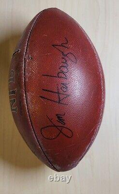 JIM HARBAUGH Ballon de football officiel de la NFL Wilson signé original autographié utilisé lors d'un match