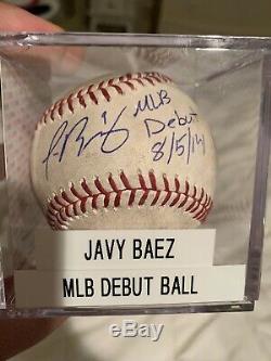 Javier Baez Cubs Autographed 05/08/2014 Mlb Debut Jeu Utilisé Baseball Psa / Mlb Auth