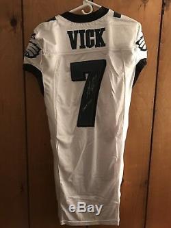 Jeu Utilisé / Porté Eagles De Philadelphie Signé Mike Vick # 7 Reebok Jersey NFL Coa