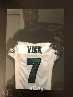 Jeu Utilisé / Porté Eagles De Philadelphie Signé Mike Vick # 7 Reebok Jersey NFL Coa