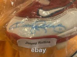Jimmy Rollins Autographié Signé Game Utilisé Nike Taille 10 Cleat Dave & Adams Coa