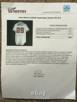 John Smoltz Jeu Signé Utilisé 2004 Atlanta Braves 18 Sauver Jersey Autograph Coa