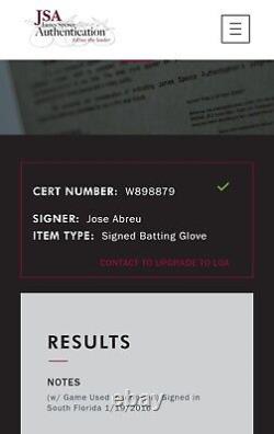 Jose Abreu 2015 Dual Signed Game Utilise Style Matched Batting Gloves Pair Avec Jsa