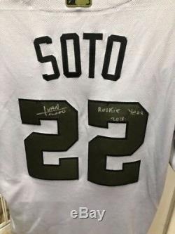 Juan Soto Jeu Jersey Occasion Rookie Signé Inscribed Yr 2018 Mlb Holo 1/1 Rarist