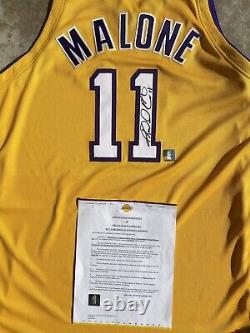 Karl Malone Los Angeles Lakers Signed Autograph Pro Cut Jeu Publié Nike Jersey