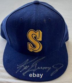 Ken Griffey Jr Jeu Usagé Worn Autographié 1992 Seattle Mariners Cap Hat Loa