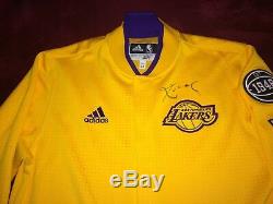 Kobe Bryant Lakers Jeu Utilisé Porté 15-16 Saison Finale Domestique Signé Veste De Chauffage