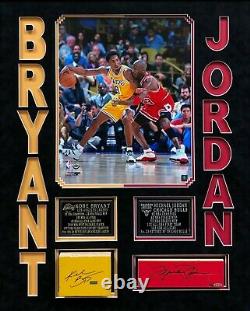Kobe Bryant Michael Jordan Signé /jeu Encadré Utilisé Floor Lakers/bulls Uda/panini