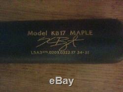 Kris Bryant Autographié Real Game Utilisé Mlb Bat! Officiel Modèle Kb17 Maple